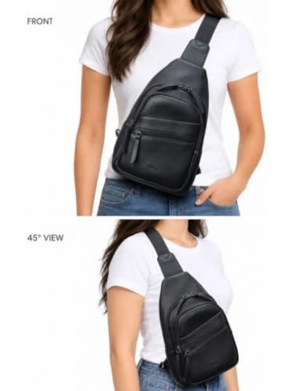 Trendy Large Leather Sling Bag for Women - Fashionable Crossbody Chest Pack